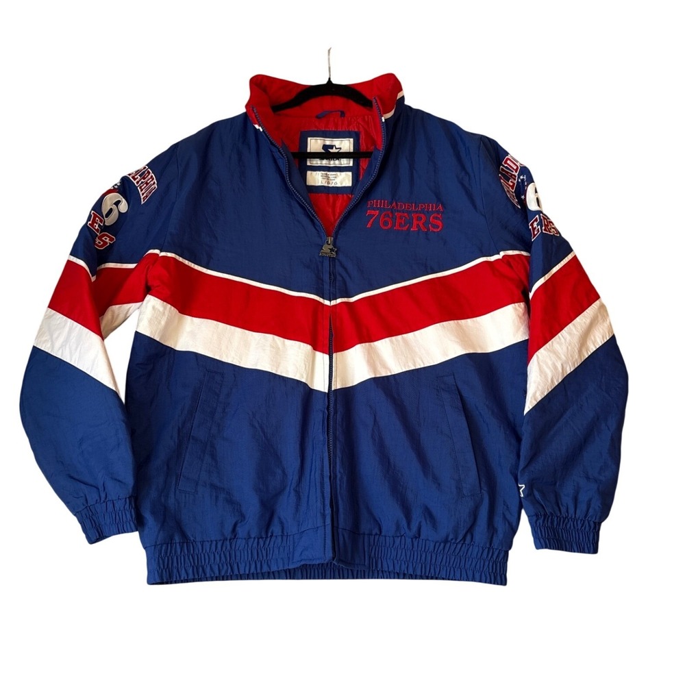 Starter Philadelphia 76ers Jacket Mens Blue NWT Windbreaker SIZE Large